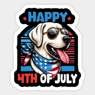 Happy 4th of July Patriotic American Labrador Retriever Funny Sticker